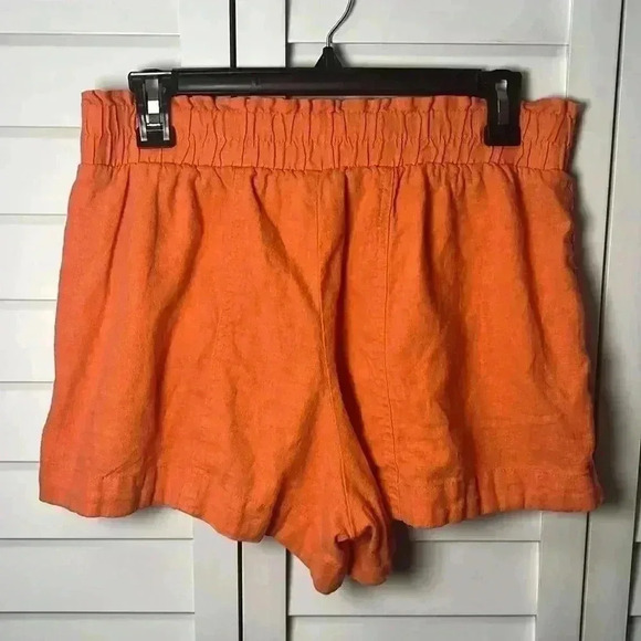 A New Day High Rise Linen Pull On Shorts Size Medium Orange - Picture 5 of 6